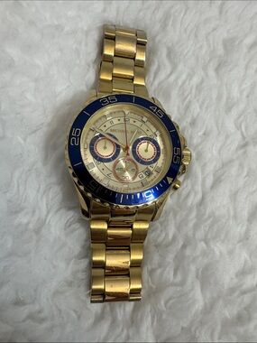 Michael Kors Gold Watch with Blue Bezel